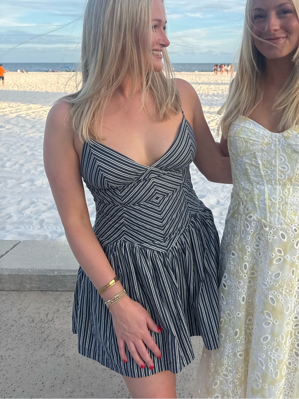 Women’s Navy and White Sundress - Brand Unlabeled
